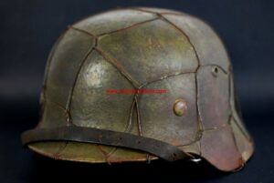 WH/HEER, Casco M35 Camuflado en Tres colores con Malla Metálica, Tamaño 66